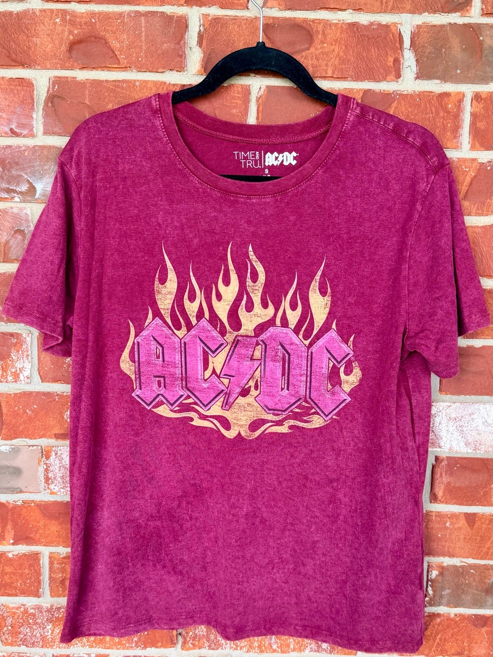 Time and Tru maroon AC/DC Logo Tee